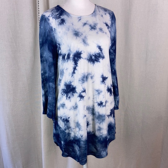 Chico’s womens Tie Dye long sleeved key hole back Shirt Top size 0 or S 4 - Picture 4 of 14